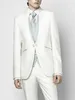 Garnitury męskie Kuson Men Full garnitur White Party Wedding Wedding Tuxedo Slim Fit Mens Formal Prom 3 szt. (Kamizelka z kurtkami) Zestaw kostiumy