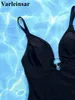 女性用水着セクシーなディープv首のスクランチビウォメンワンピース水着高レッグカットモノキニバザーバススーツ水泳v4971