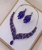 Royal Blue Jewelry for Wedding Emerald Halsband och örhängen Set Pageant Quince Quinceanera Sweet 15 16 Girls Bridal Victorian Tea4639533