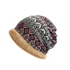 Berets Weather Beanie Chapéu Inverno Térmico Retro Listrado Color Block Mulheres com forro de lã grosso elegante para orelha