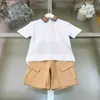 Modespår baby högkvalitativ pläd lapel två bit set barn designer kläder storlek 100-150 cm barn polo skjorta och shorts 24feb20
