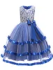 2020 Flower Girls Dresses Kids Royal Blue Layered Tulle Party Wedding Ball Gown Formal Girls Dresses Bebe Vestido9640870