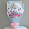 Jouet en peluche lapin chien de dessin animé, Bouquet de fleurs créatif, décoration de la maison, cadeau de remise de diplôme de noël, saint-valentin, 2024