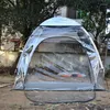 Tents And Shelters Transparent PVC Material Motorcycle Shed Tent Upgrade Widen 4 Bikes 2 Doors Bicycle Awning Storage Room 2-3 Person