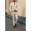 Men's Suits Beige Men Single Breasted Notch Lapel Slim Fit Skinny 3 Piece Jacket Pants Vest Wedding Groom Outfits Elegant Terno 2024