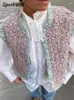Kvinnors västar tryckt vintage ärmlös hjärtväst för kvinnor elegant modebesättning hals bomull vinter damer chreat waistcoat