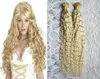 Curly Fusion Hair Extensions 100g 613 Blond Virgin Hair Pre Bonded U Tip Hårförlängningar Human8144266