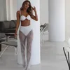 BKLD Donne Sexy Pantaloni A Vita Alta 2024 Nero Bianco Pizzo Sheer Pantaloni Larghi del Piedino Delle Signore Sexy Beach Cover Up Pantaloni Pantaloni Svasati 240228