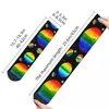 Meias masculinas vintage arco-íris planetas orgulho bandeira unissex estilo de rua padrão impresso engraçado tripulação meia presente
