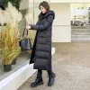 Parkas Surdimensionné 4Xl neige hiver Parkas coréen chaud Long pardessus couleur unie rembourré veste matelassée mode coupe-vent à capuche manteau femmes