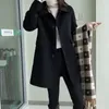 女性用トレンチコート秋の冬の韓国ミッドレジャーウールウールジャケット女性ソリッドファッション肥厚シングルロウバックルコート