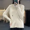 Cárdigan de punto para mujer Otoño/Invierno Casual suéter de punto sólido chaqueta con cuello con capucha Tops con ajuste de un solo pecho sudadera japonesa/coreana