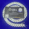 Gra Certificaat Moissanite Ice Out Chain 13mm Breedte 3 rijen 925 Sterling Zilveren Ketting Mannen Cubaanse Link Chain hip Hop Ketting