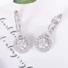 Women Drop Earrings in 14k White Gold 6.5mm Round Moissanite Diamond Engagement Drop Earrings for Lovers