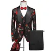 Męskie garnitury Terno Masculino Men Suit Floral Fashion Style Slim Fit Party Wedding Wear One Button 3pcs/Set Groom Tuxedos Costume