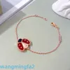 2024jewelry Designer Vans Four-leaf Clover Bracelet Ladybug Four-leaf Clover Beetle 18k Rose Gold Natural Fritillaria Lucky Flower Bracelet