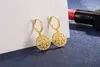 14k Gold Hollow Stud örhängen Kvinnlig nät öronbuckla runt AROS Mujer Oreja Orecchini Bizuteria 14 K Yellow Earring Box 240228