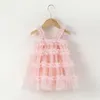 Abiti da ragazza estivi Babay Girls Princess Tulle Dress Compleanno cinturino con volant per vestiti per bambini Tutu in rete Kid Party Vestido