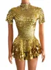 Stage Wear Shining Sequins Short Dress For Women Party Celebriate Birthday Sexy Nightclub Performance Dance Costume Show