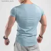 Homens camisetas Ginásio T-shirt Mens Fitness Workout Camisa de Algodão Masculino Musculação Running Treinamento Skinny Tee Tops Verão Casual Roupas Sólidas L240304