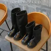 Boots Autumn Winter Kids Långt för flickor Fashion Trouser Leather Knee-High Children's Motorcycle Knight