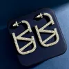 Brand Letters V Earrings Designer Stud Luxury Diamonds Earring Womens Fashion Hoop Jewelry Pearl Ladies Valentine Studs -7