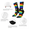 Skarpetki męskie Vintage Rainbow Planets Pride Flag Unisex Street Style Wzór wydrukowany zabawny prezent na skarpety załogi