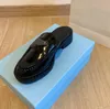Designer Women Shoes platform Classics P Triangle Pointed Toes Black Patent Leather Summer Size 35-41