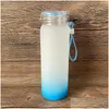 Water Bottles 5 Colors 17Oz Sublimation Blank Glass Cups Straight Tumbler Bottle Frosted Gradient Color Drinkware Matte Glasses Tumb Dhqdl