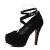 Klänningar Red Black Super High Heel Stiletto Ladies Dress Pumpar Fashion Cross Strap Party Platform Sandaler Women's Scarpins Shoes EU3442