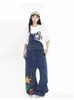 Kvinnors jeans jeans overaller rem blue denim hip hop suspender byxor kvinnlig jumpsuit 240304