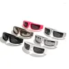 نظارة شمسية y2k مستطيل الرجال النساء مصمم العلامة التجارية عتيقة المرآة الرياضية الاتجاه