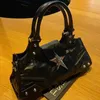 Y2k gotisk stjärna tjej svart väska kvinnor vintage handväska mode axelväska stor kapacitet pu crossbody goth handväska punk tote väskor 240219