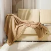 Blankets Nordic Solid Color Waffle Knitted Blanket Woolen Sofa Cover Air Conditioning Best quality