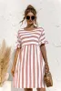 Dresses Women Summer Beach Dress Maternity Clothes Loose Striped Ruffles Sleeves Dresses Pregnancy Party Mini Dress Sundress Vestidos