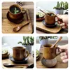 Ensembles de vaisselle Ensemble de tasses en bois faites à la main Verres à boire Tasse à thé Lait décoratif Café créatif