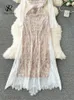 Casual Dresses Singreiny High Street Lace Party Dress Long Semes Strap 2024 Spring Sweet France Retro Gentle Ladies Chic Luxur Gala
