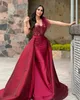 Burgundy mermaid evening dresses elegant sequins sweetheart Prom Dress overskirt formal dresses for women dresses for special occasions pageant robe de soiree