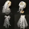 Women Tea Party Cap Transparent Yarn Decorations Hat Bride Head Accessories Stingy Brim Hats242W