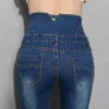 Dżinsowe spodnie jeansowe jeansy dla kobiet na wysokim poziomie chude ciepłe gęste elastyczne elastyczne rozmiar w rozmiarze aksamit 240227