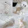 Odzież dla psa druk kota piżama owinięte kombinezony brzucha ubrania dla małych psów Yorkshire Terrier Puppy Clothing Pajama kombinezon