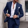 Abiti da uomo Lino di alta qualità da sposa Uomo Slim Fit Giacca di lusso Pantaloni 2 pezzi Set monopetto Lino Trajes Elegante Para Hombre