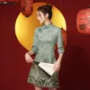 Dress Chinese National Trendy Women Cheongsam Girl Love Vintage Slim Qipao Stand Collor Short Sleeve Improve Chinese Printed Dress