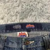 Jeans Jeans Streetwear JNCO Y2K Harajuku Hip Hop Carta Gráficos Retro Azul Baggy Gótico Cintura alta Pantalones de pierna ancha 240304