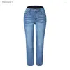 Damesjeans Jeans Lente Katoenen broek Gewassen Blauw Street chic Taille Recht Volledige lengte 240304