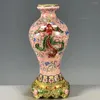 Vases Salon Chambre Décoration Qing Empereur Qianlong Année Cuivre Incrusté De Fleurs Pastel Motif Vase Ornemental Porcelaine Antique