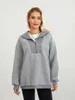 Hoodies femininos moda feminina fuzzy velo sweatshirts meio zíper pullovers casual outono manga longa topos outono streetwear S-XL