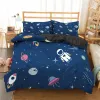 Pillow Cartoon Bedding Set Aviation Astronaut Duvet Cover Boys Blue Sky Dream Quilt Cover Twin Single Double Sizes Pillow Case