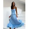 Basic Casual Jurken Casual Dresse Bandjes Galajurk Ruches Zoom Mouwloos Lange Jurken Elegante Feestjurken Aline Jurken 230424 240304