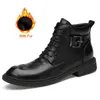 Boots Men Genuine Leather Stylish Exquisite Ankle Round Toe Lace-Up Shoes 2024 Office Business Dress